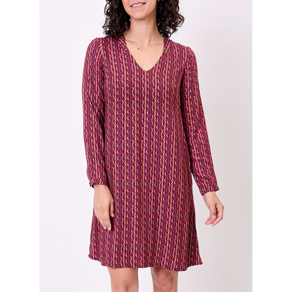 Robe fluide ample doublée GALATEE rouge bordeaux, PRINCESSE NOMADE