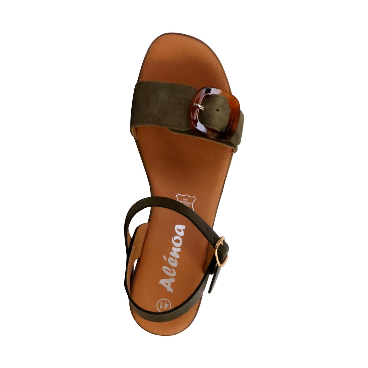 Sandales à Talon Cuir Aleno khaki, THE DIVINE FACTORY