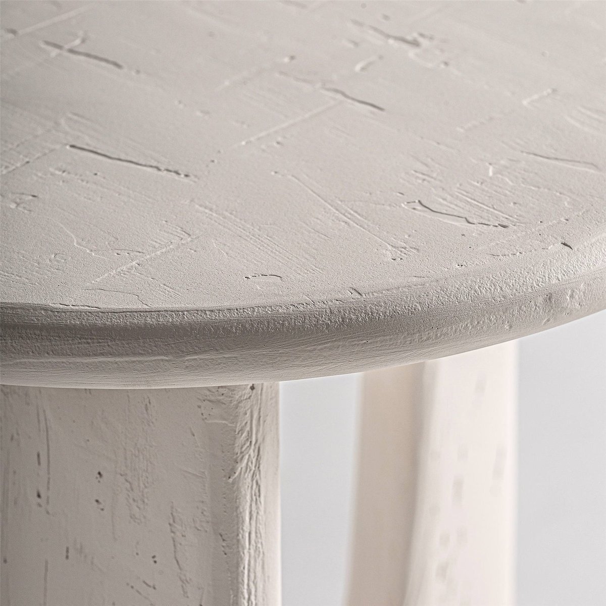 Table d'appoint ronde en bois de manguier blanc effet bois clair, RECOLLECTION