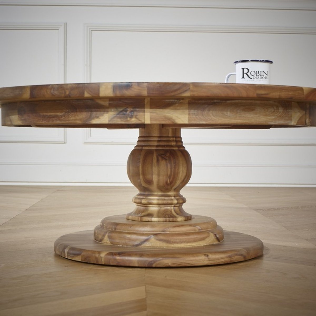 Table basse ronde style chalet en acacia TODD bois, ROBIN DES BOIS
