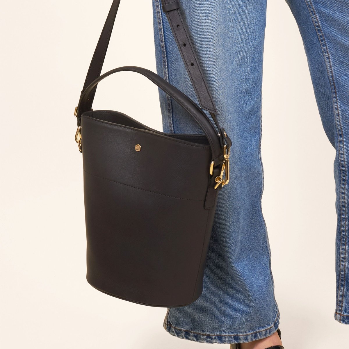 Sac seau Margot cuir noir, JULES & JENN