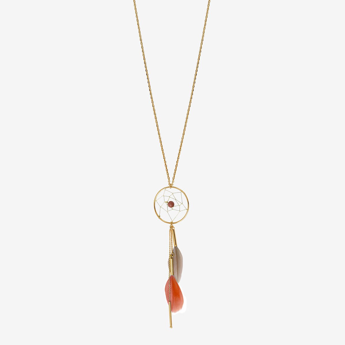Collier sautoir doré rhodochrosite - dream catcher rose, CAROLINE NAJMAN