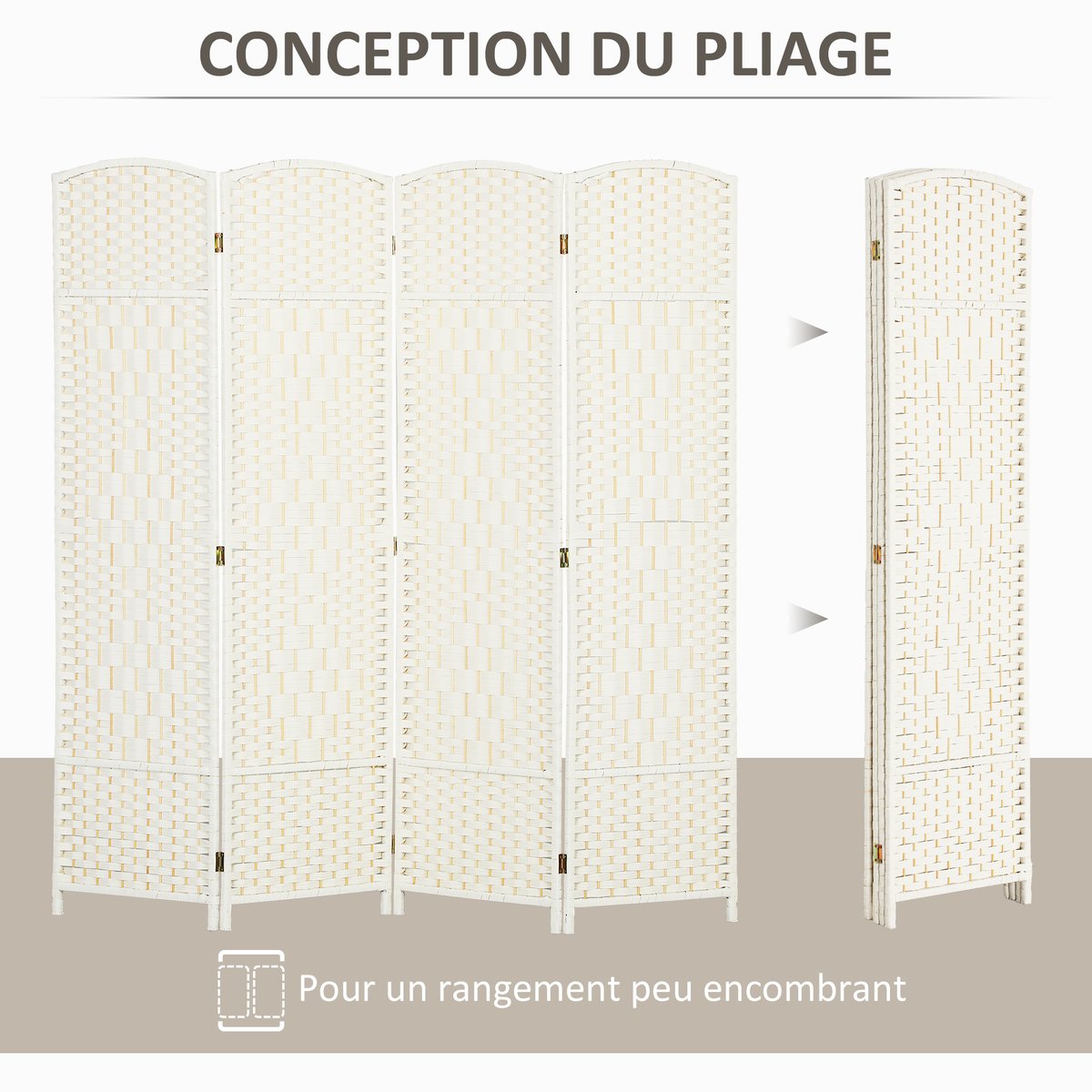 Cloison de séparation Polypropylène Blanc blanc, HOMCOM