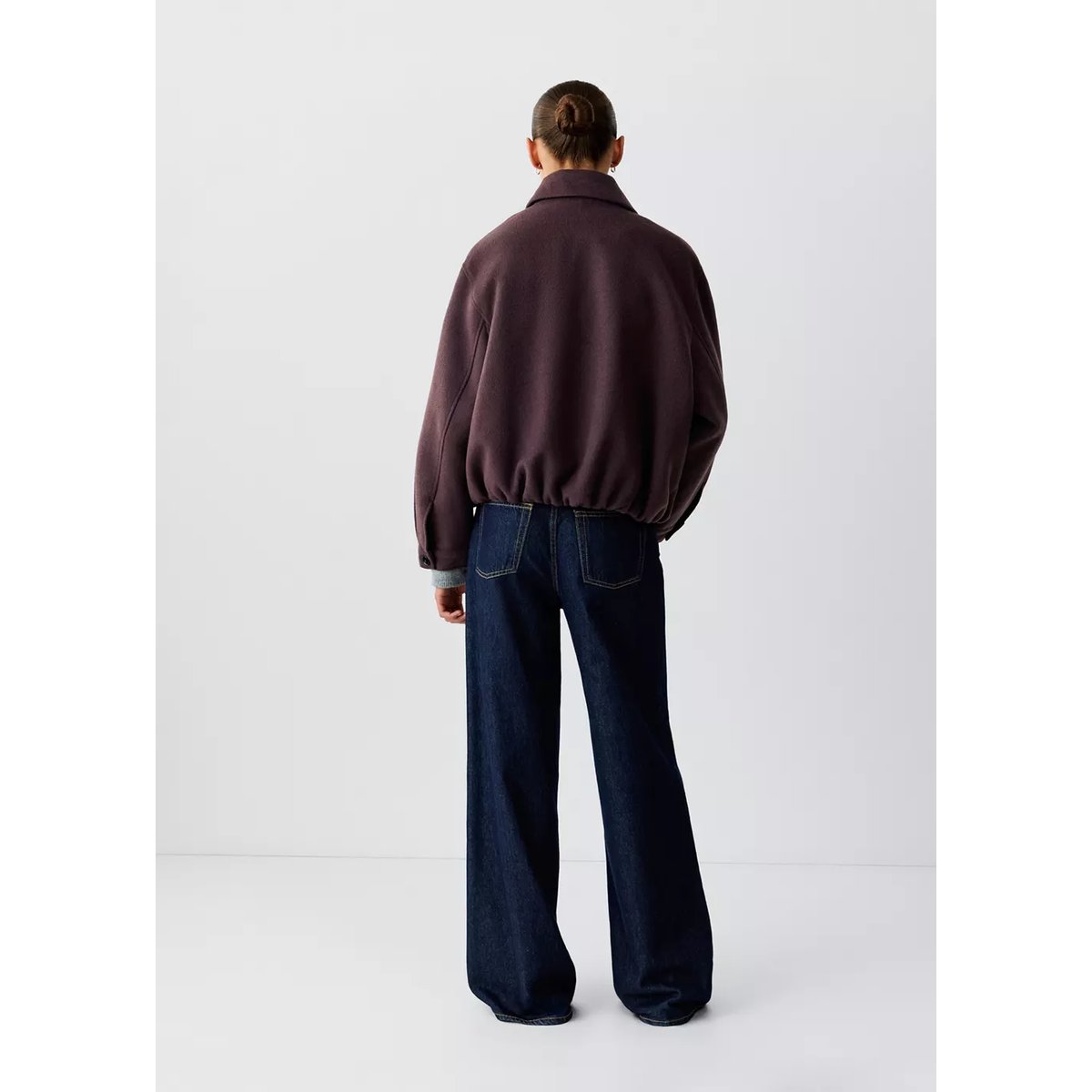 Manteau court col chemise grenat, MANGO TEEN