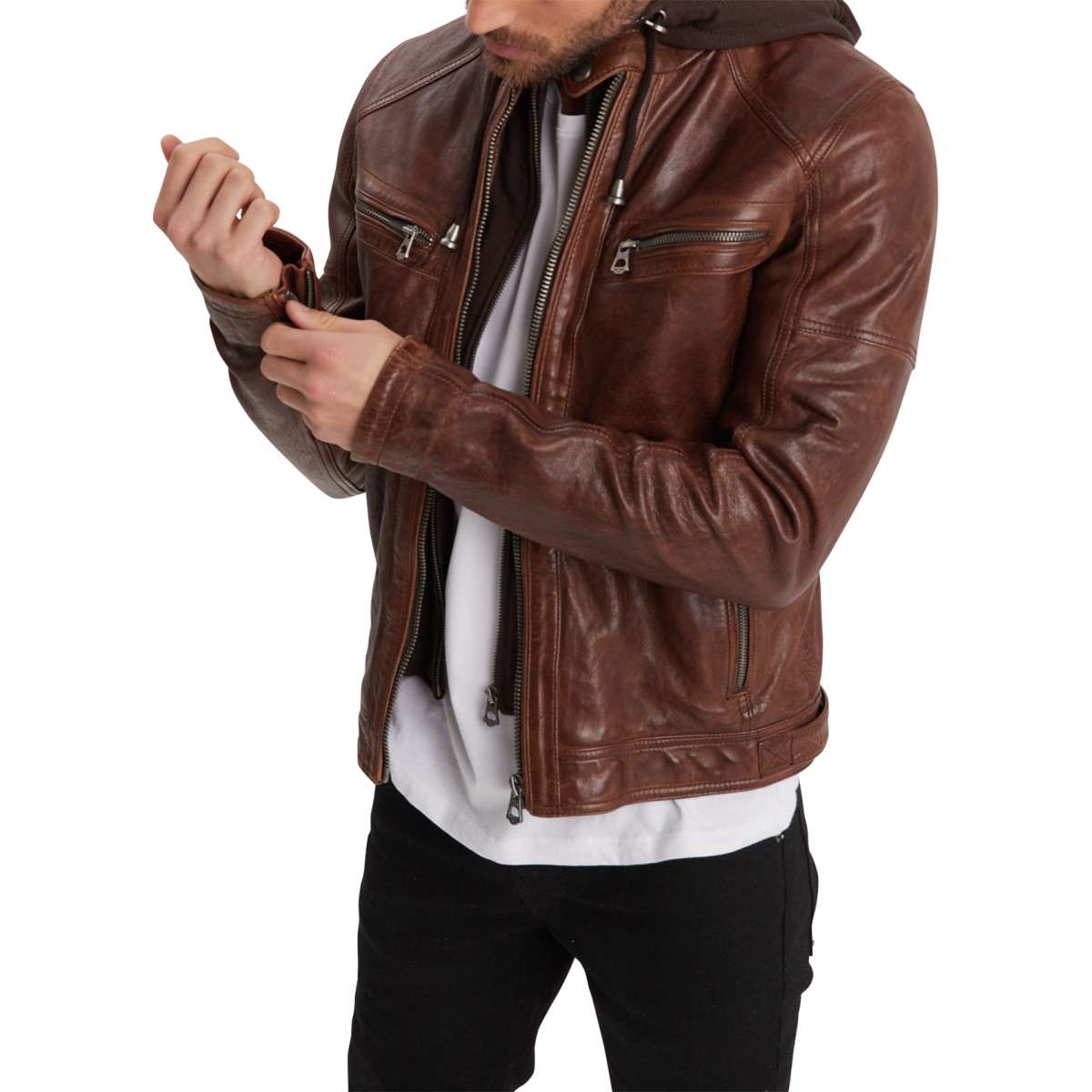 Blouson droit marron, DAYTONA