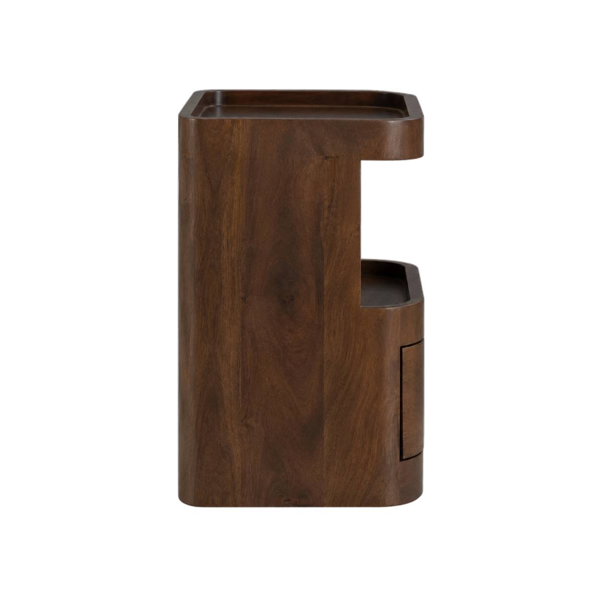 Table de chevet niche droite en bois de manguier MAORA bois foncé, MADE IN MEUBLES