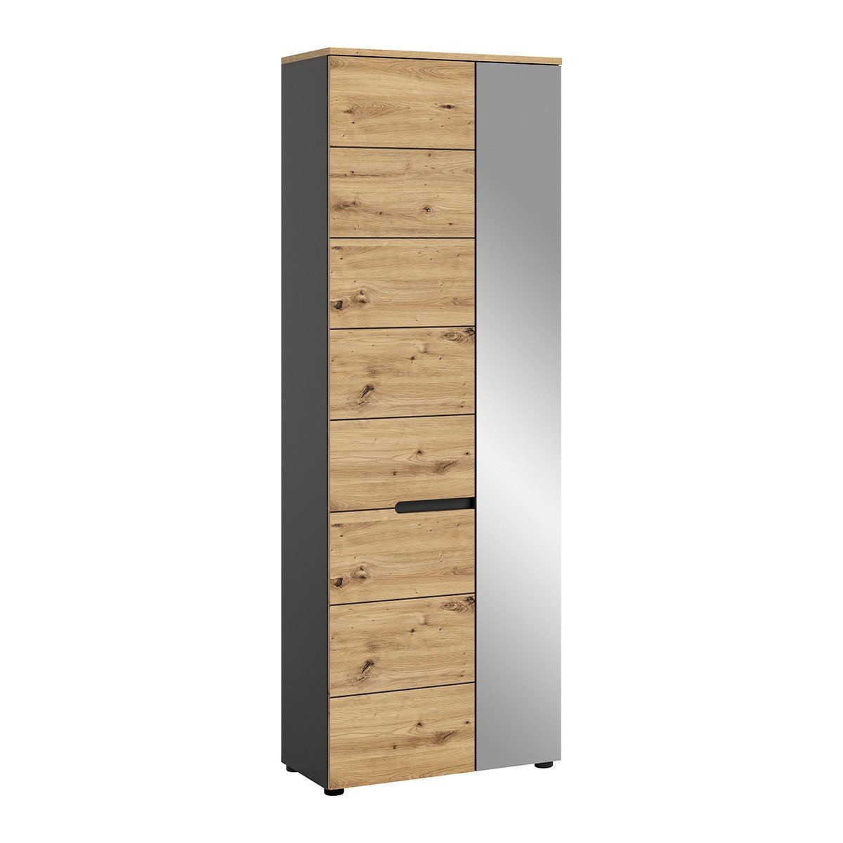 Armoire penderie 2 portes dont 1 miroir L65 cm - CANU bois clair, CALICOSY