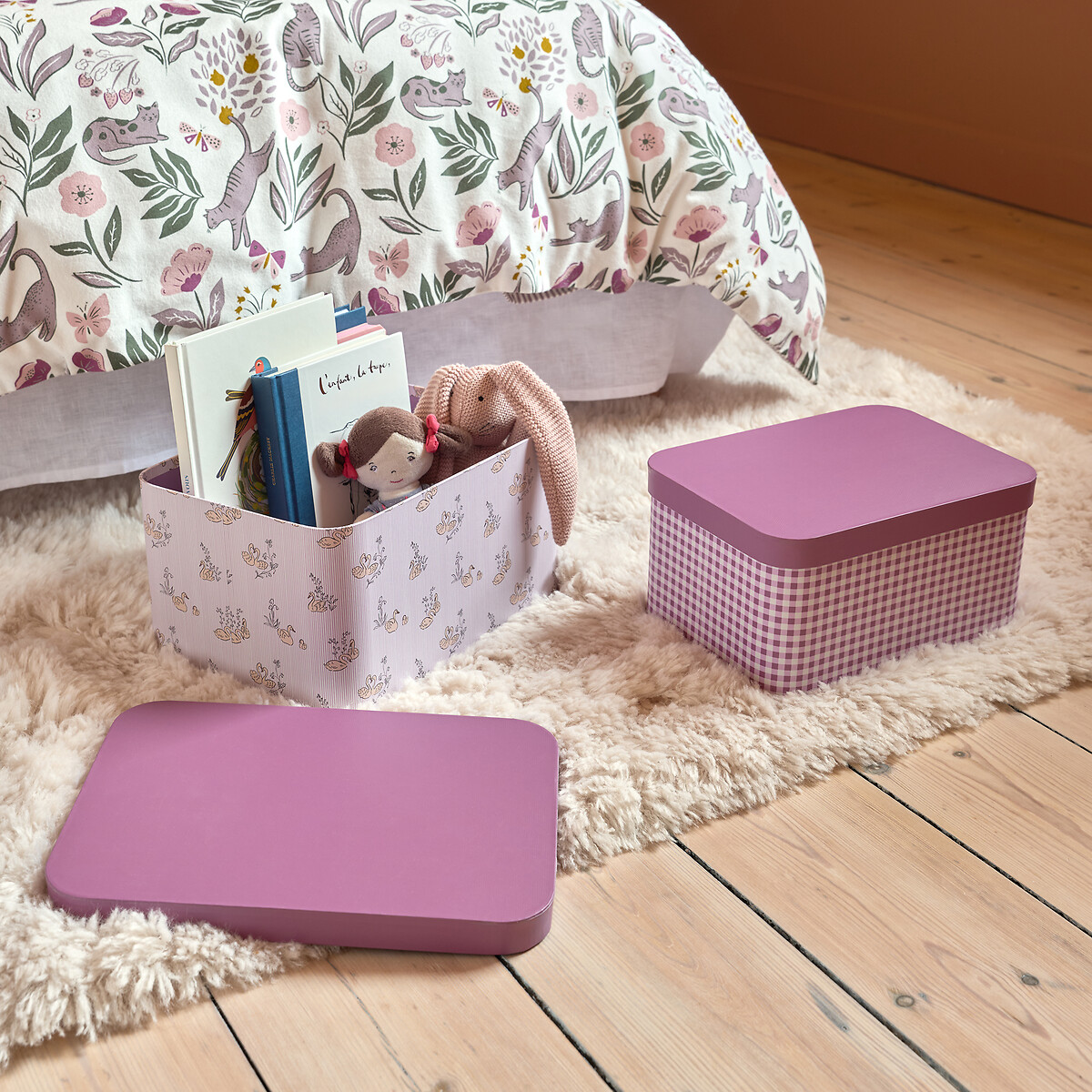 Lot de 2 boîtes de rangement en carton, Swan imprimé, LA REDOUTE INTERIEURS