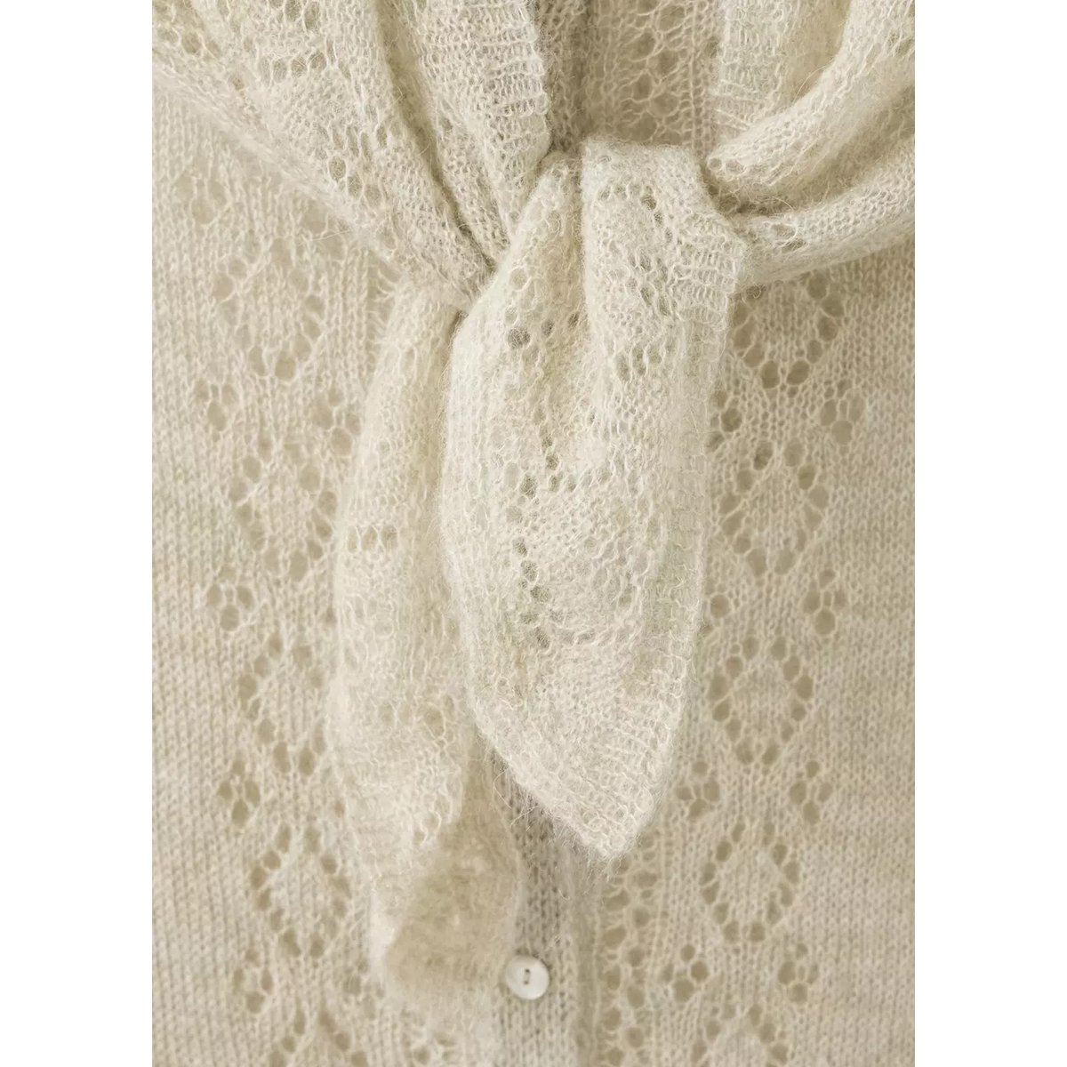 Cardigan foulard à détails ajourés vert pastel, MANGO