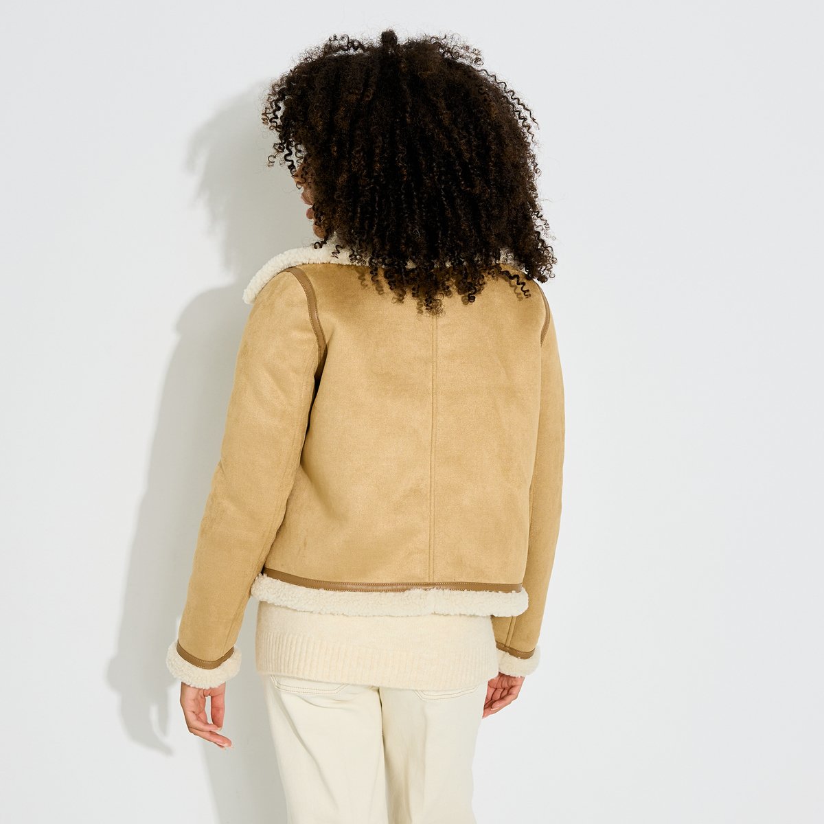 Blouson en suédine beige, GRAIN DE MALICE