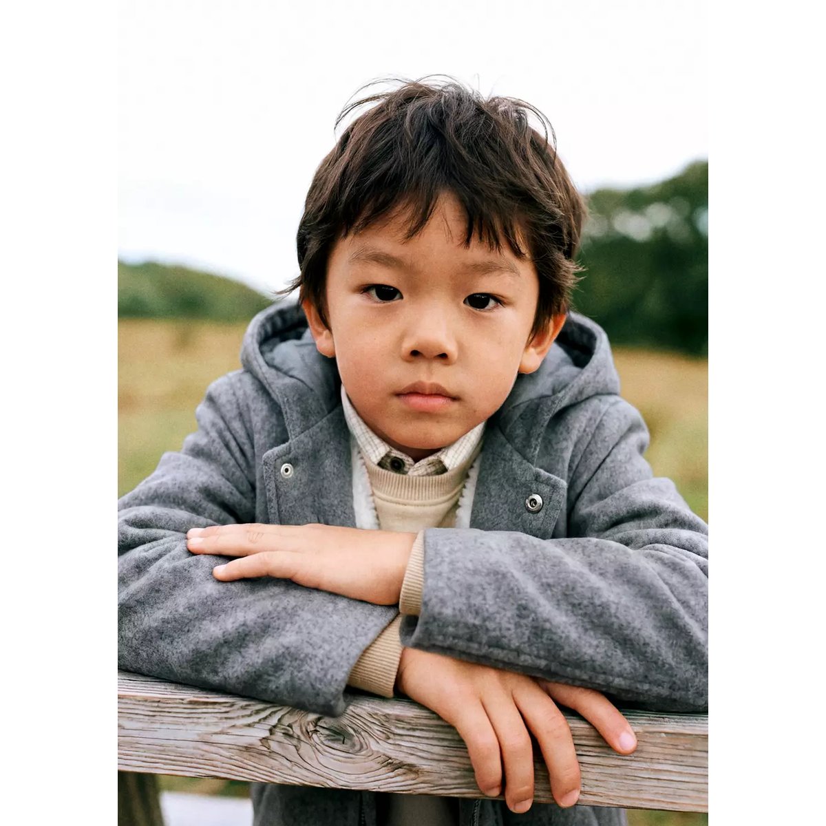 Manteau en drap imitation mouton gris, MANGO BABY