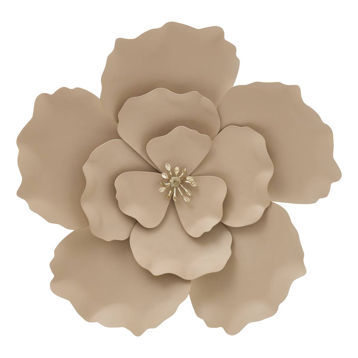 Décoration murale fleur en métal FLOK crème, ATMOSPHERA