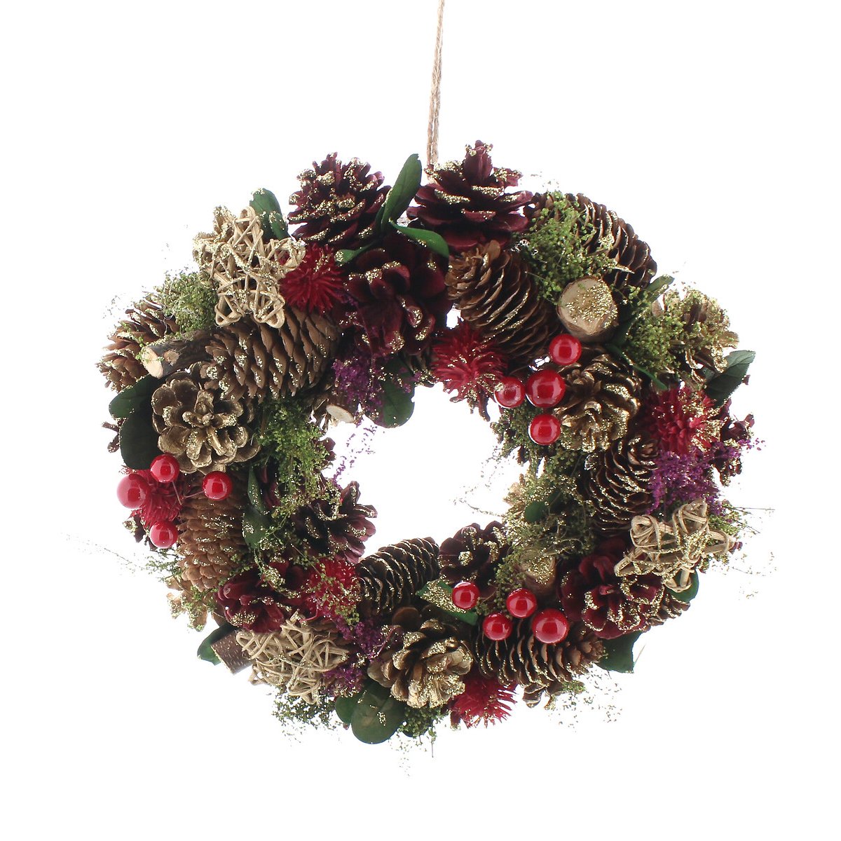 36cm Heritage Noel Red Berry & Pinecone Wreath red, SO'HOME