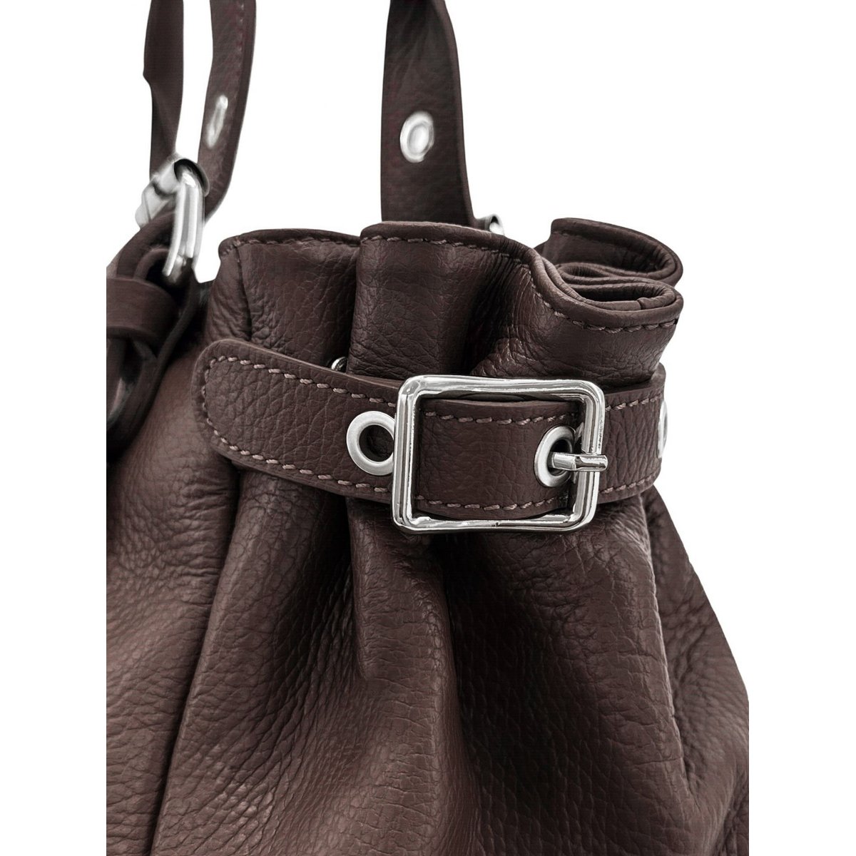 Sac bowling en cuir grainé URBAN PRINCESS SILVER chocolat, OH MY BAG