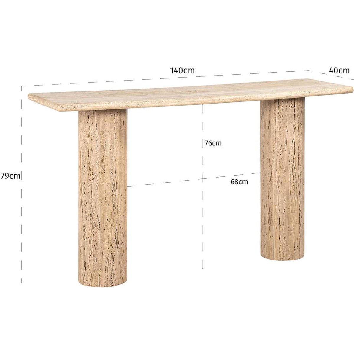 Table murale en pierre travertin Hampton beige sable naturel, RECOLLECTION
