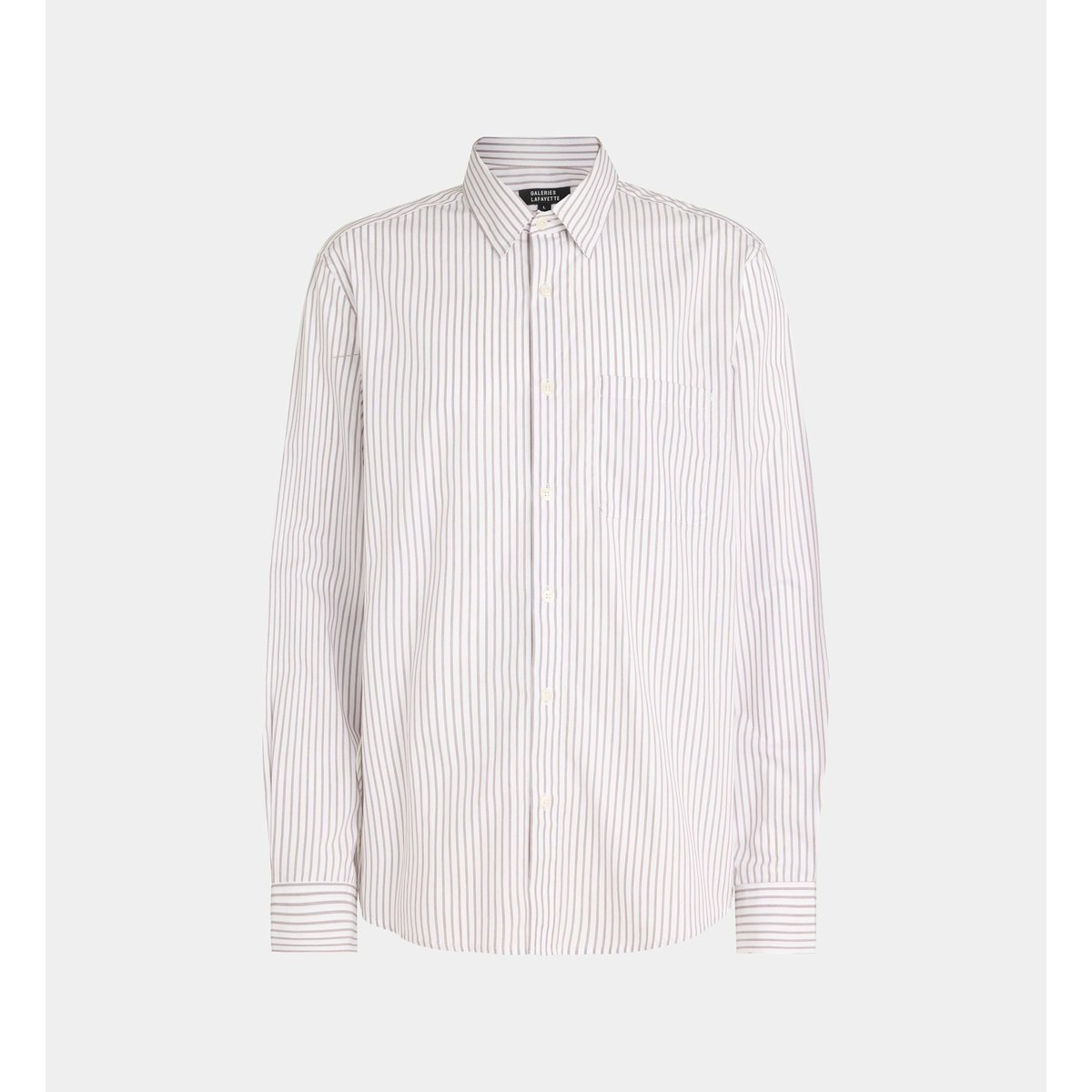 Chemise rishtri 5 rayée en coton blanc et marron, GALERIES LAFAYETTE