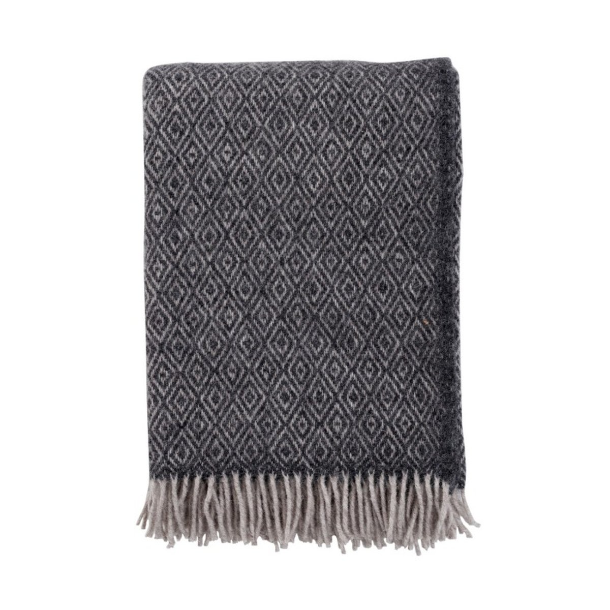 Plaid laine agneau STELLA gris foncé, KLIPPAN