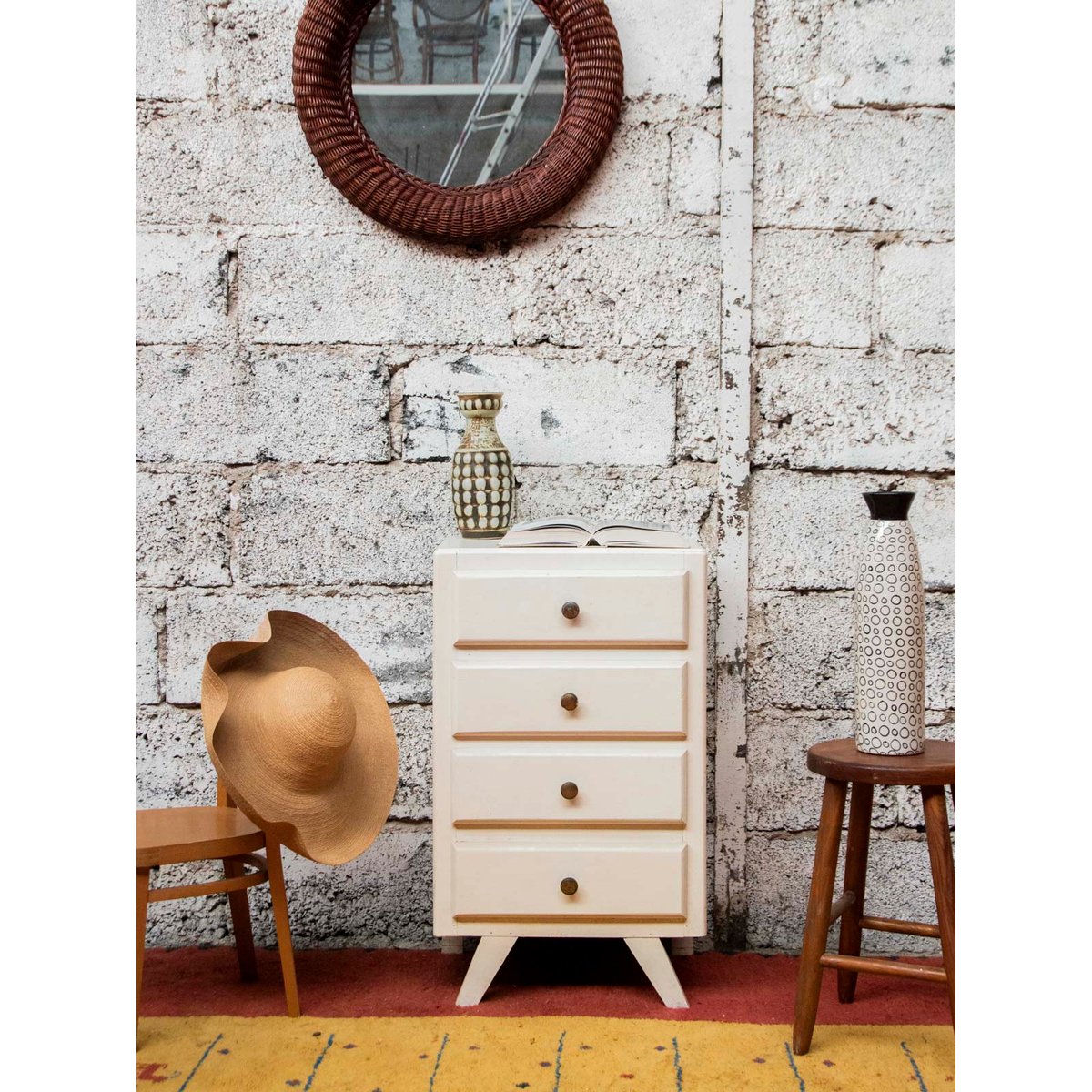 Semainier blanc en bois Valery N°69 - Bon état blanc, DEBONGOUT