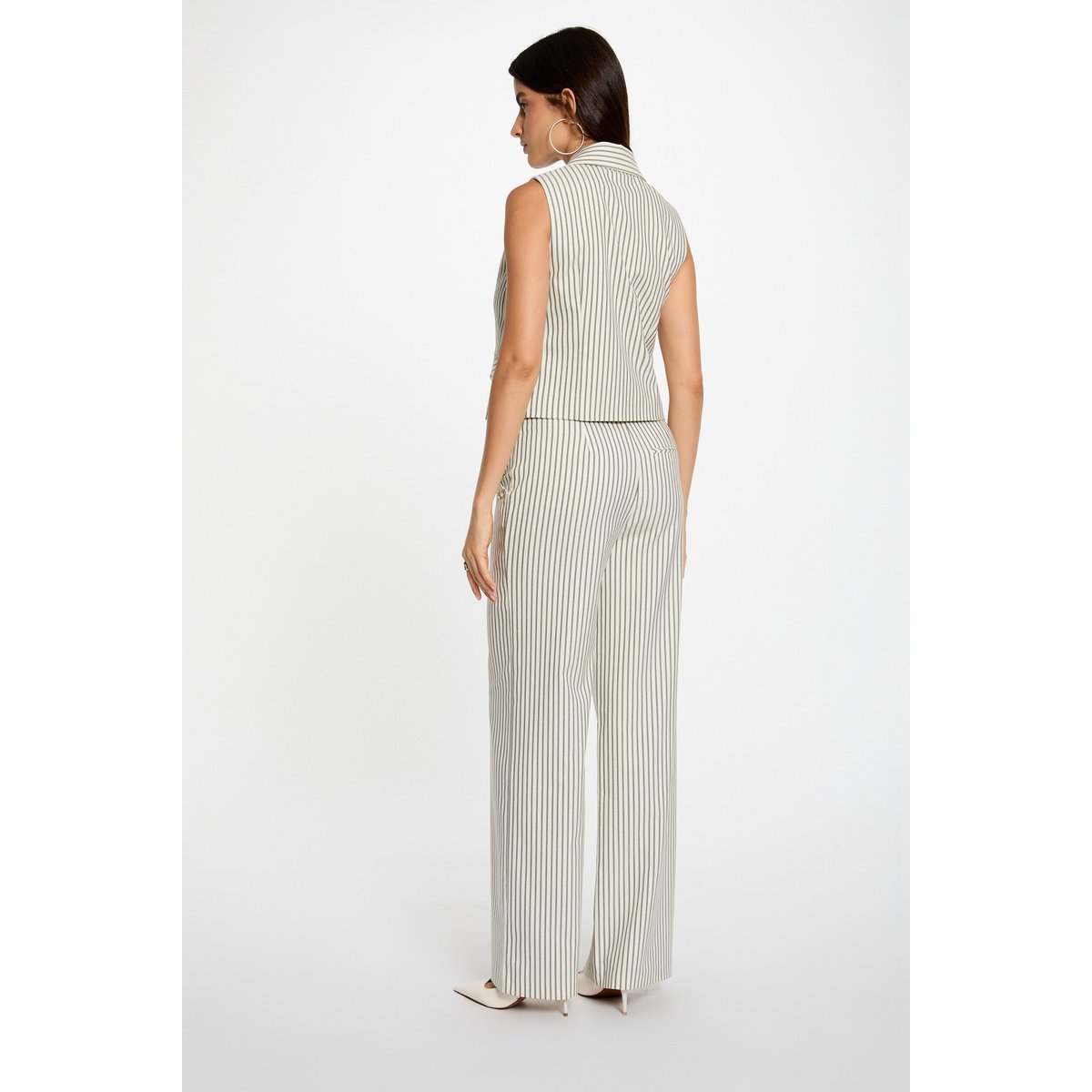 Pantalon large rayé multicolore, MORGAN