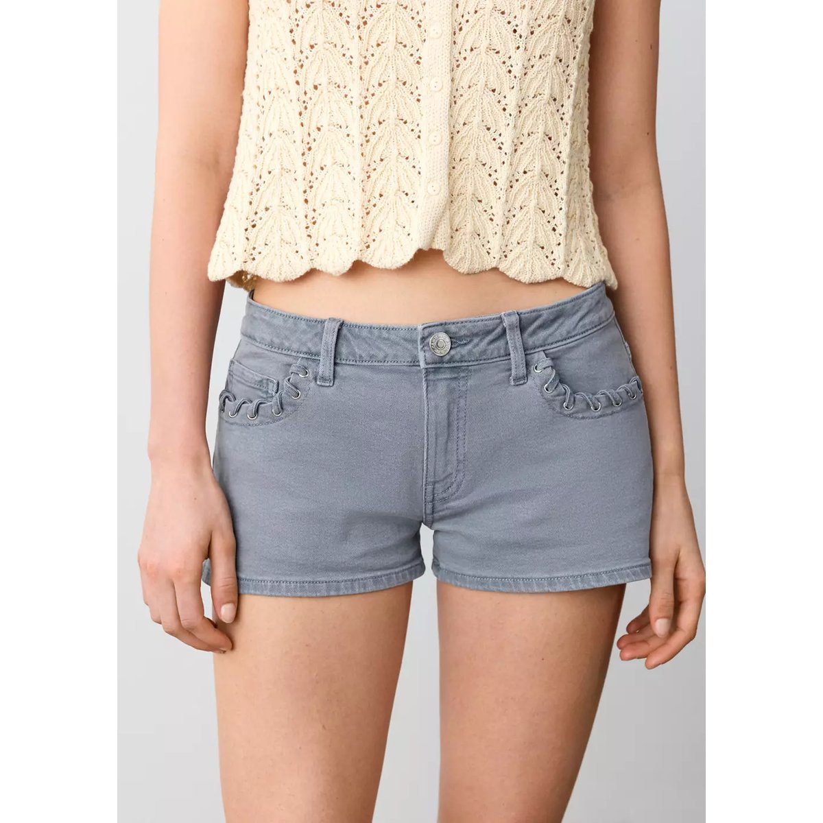 Mini short détails décoratifs bleu, MANGO TEEN