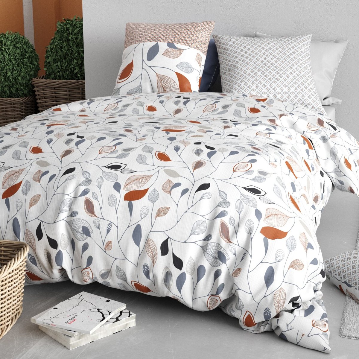 Parure housse de couette imprimée avec taie(s) en coton, FlOLIa multicolore, ATELIER DU COTON