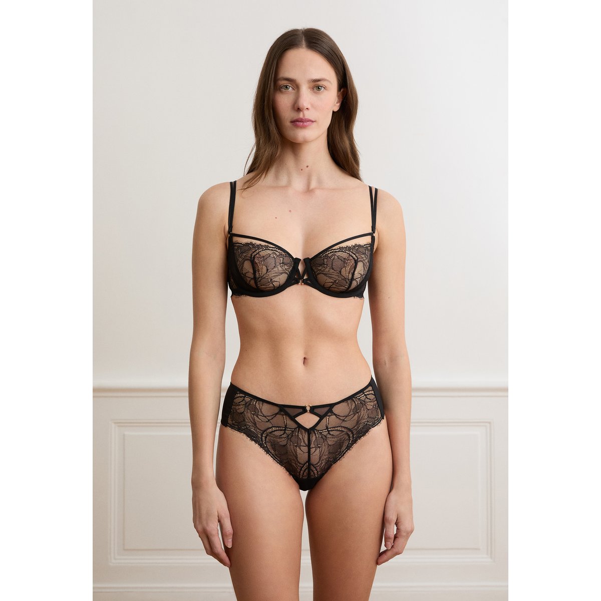 Soutien-gorge N.9 - Balconnet en dentelle et liens VERTIGE noir, ETAM