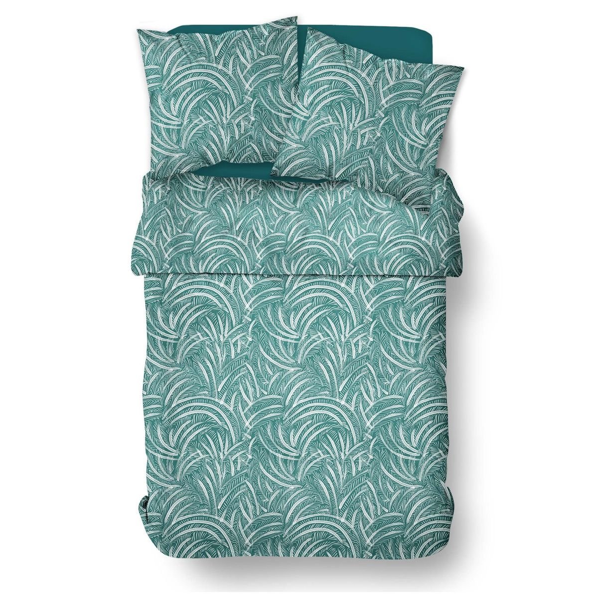 Parure de lit imprimé Floral coton SUNSHINE TIAGO bleu, TODAY