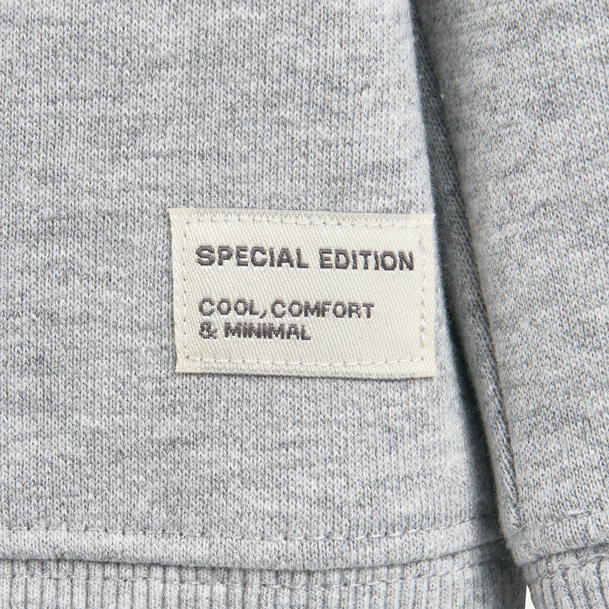 Sudadera con capucha de felpa gris jaspeado, LA REDOUTE COLLECTIONS