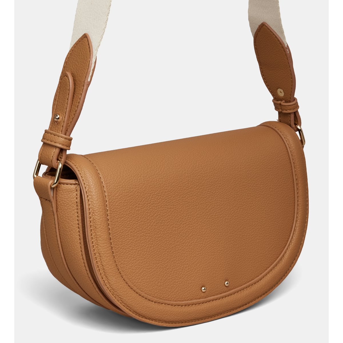 Sac à main demi lune solea effet grainé recyclé ou effet paille camel, GALERIES LAFAYETTE