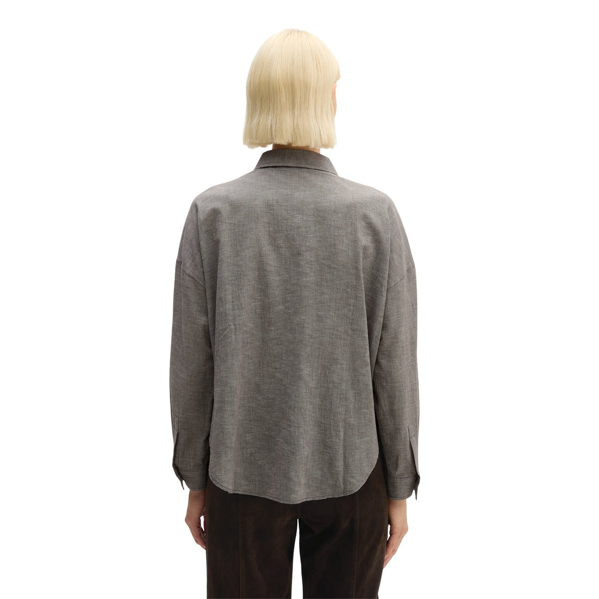 Chemisier oversize en seersucker en pur coton biologique marron, MARC O'POLO