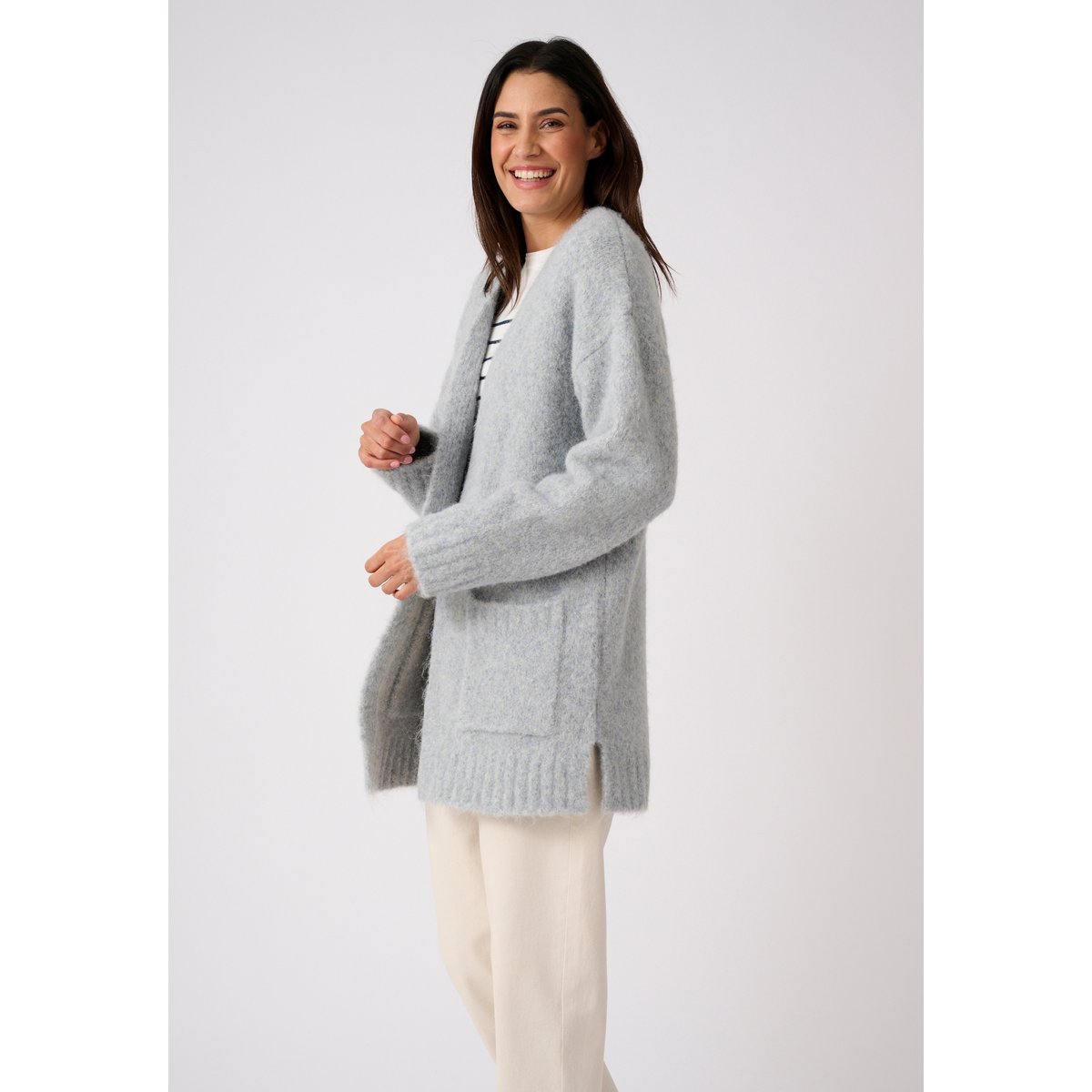 Gilet long Thermolactyl bleu glacier chiné, DAMART