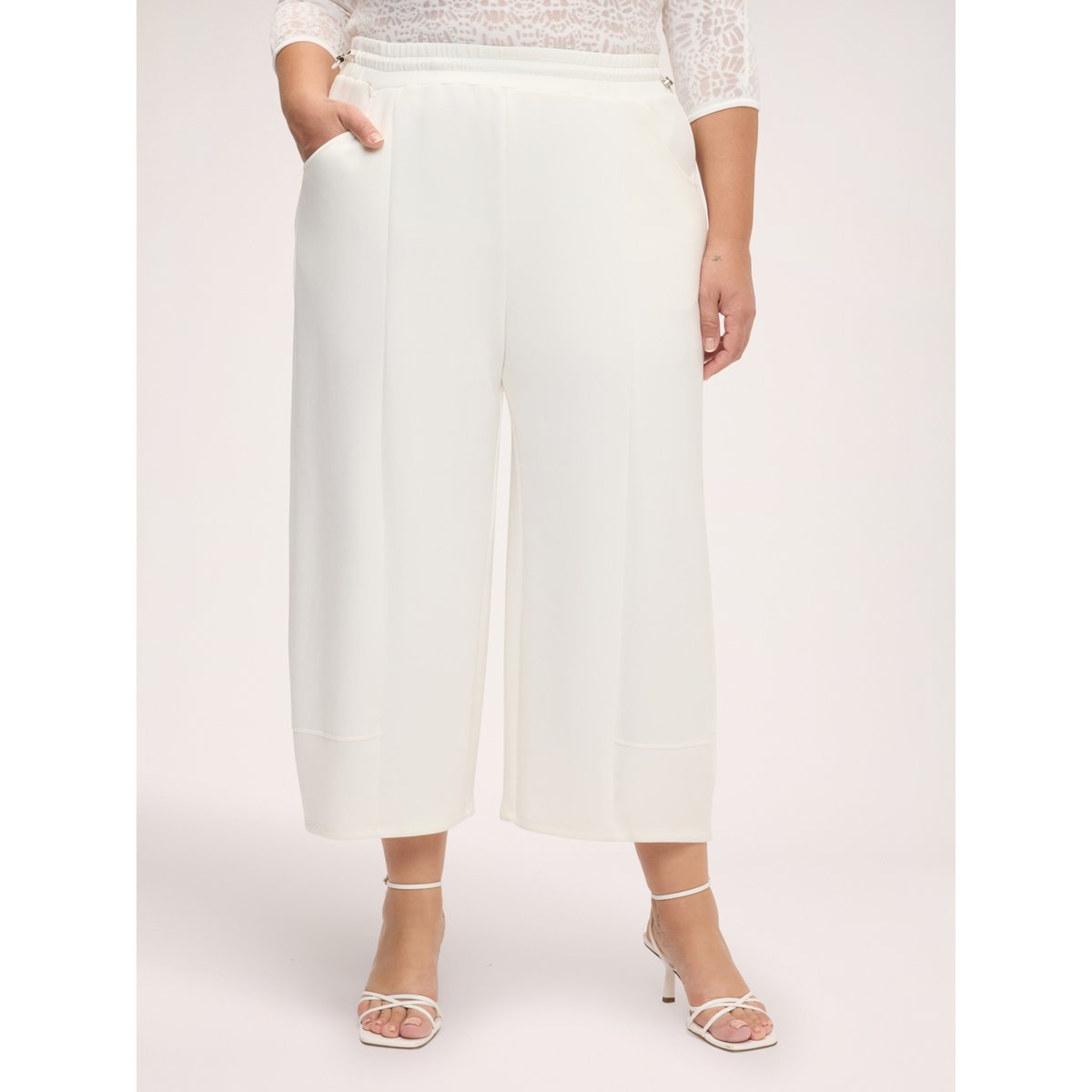 Pantalon cropped blanc, FIORELLA RUBINO