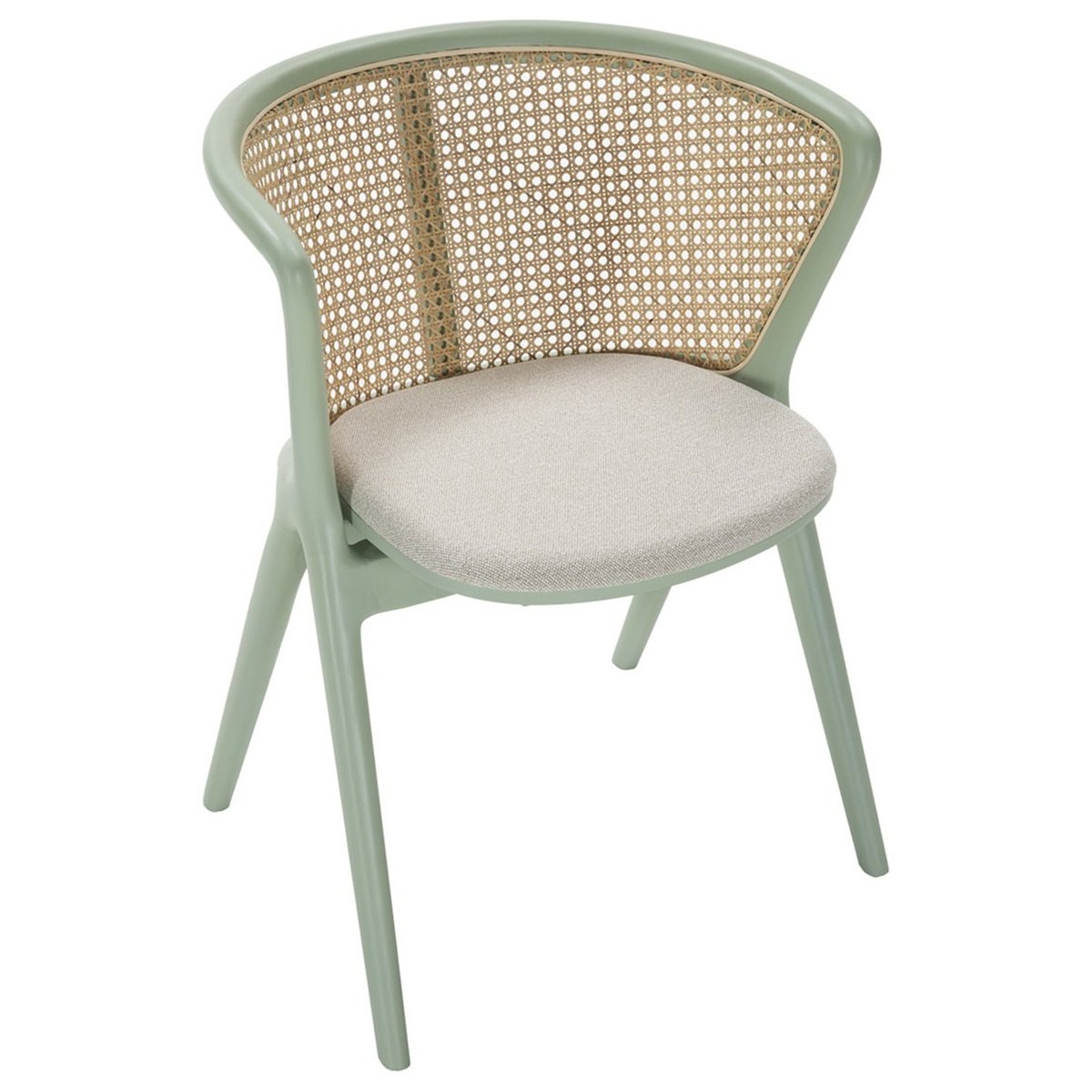 Chaise en hêtre et rotin vert, naturel et beige, RECOLLECTION