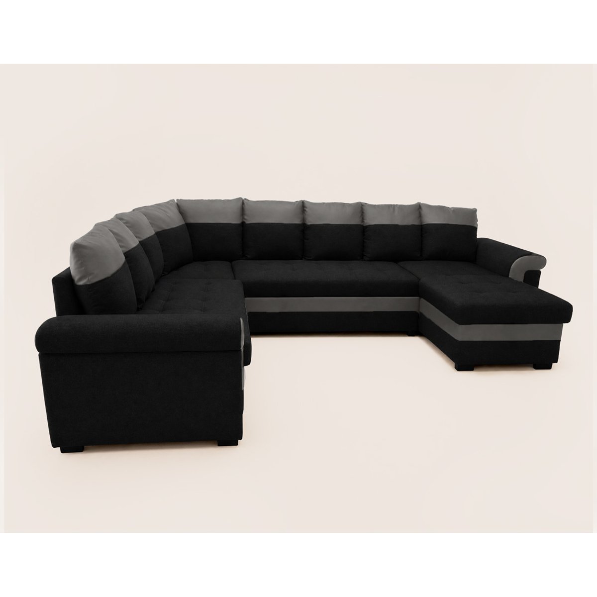 Canapé d'Angle Convertible 7 places - HENRY noir / gris, BEST MOBILIER