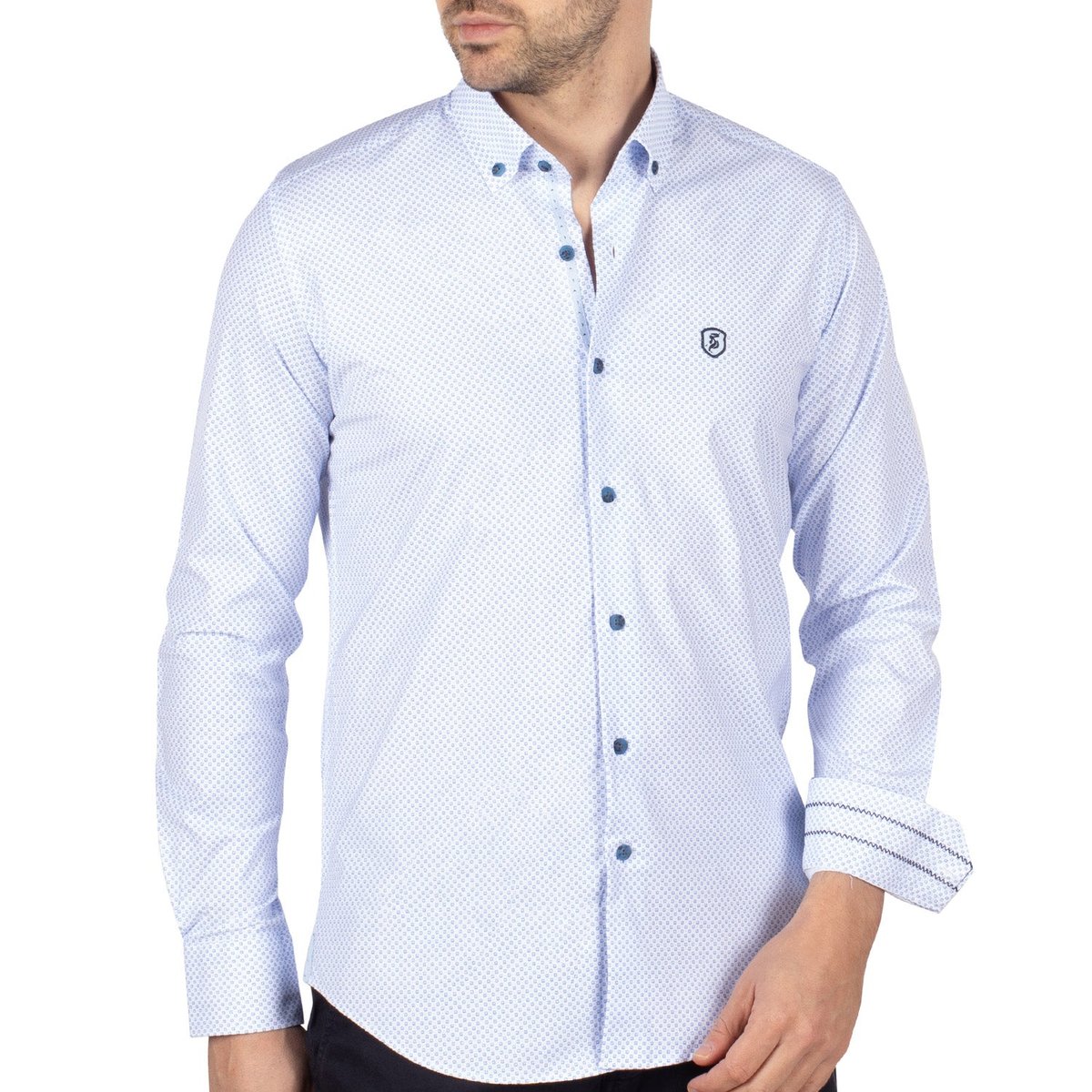 Chemise liberty coq écusson blanc, SHILTON