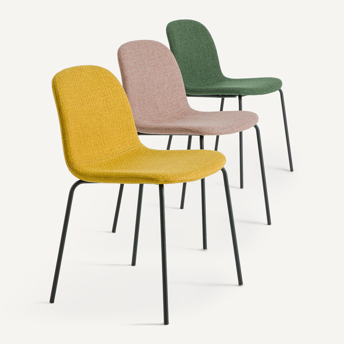 Chaise tissu natté chiné, Tibby rose fard, AM.PM