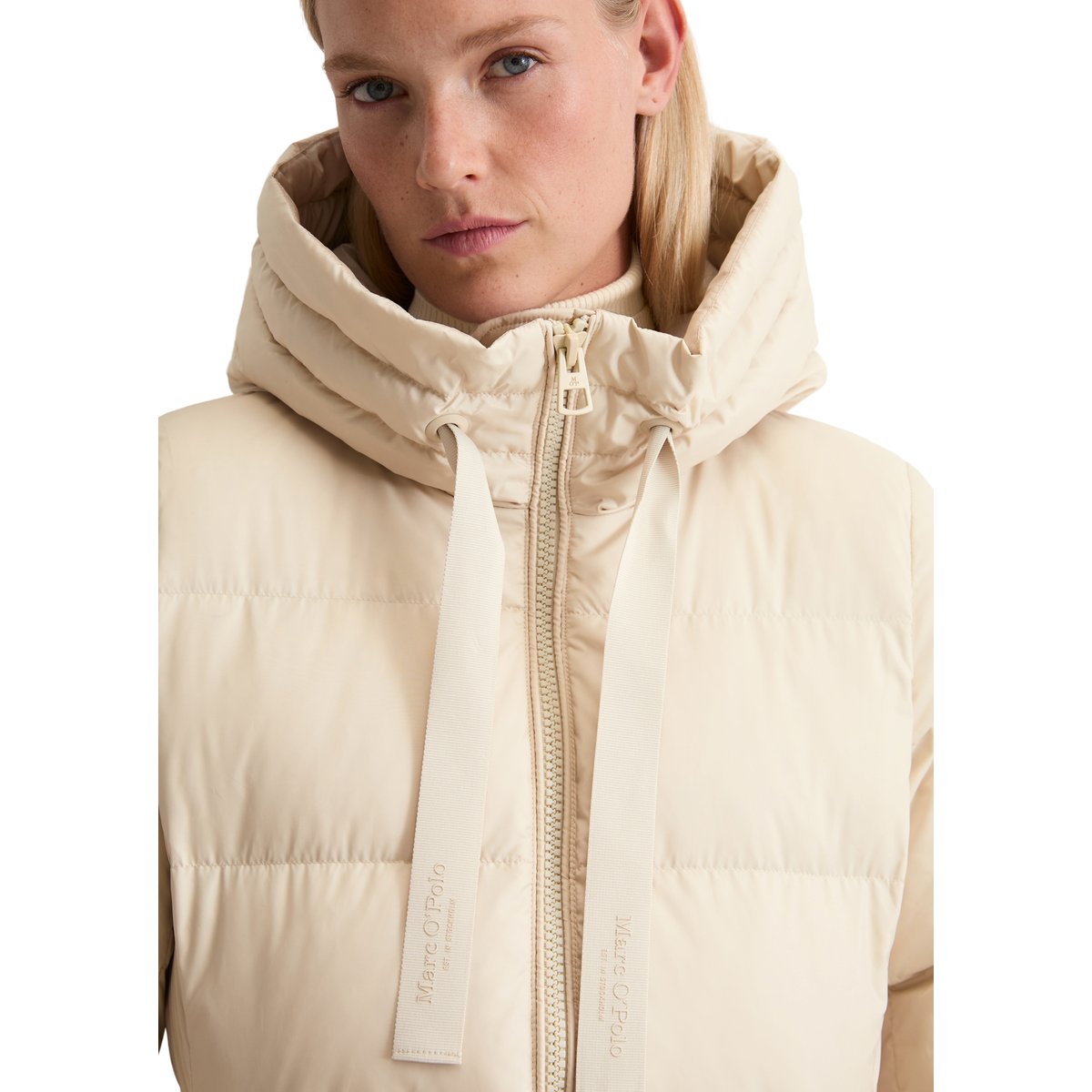 Doudoune à capuche shaped avec surface hydrofuge beige, MARC O'POLO