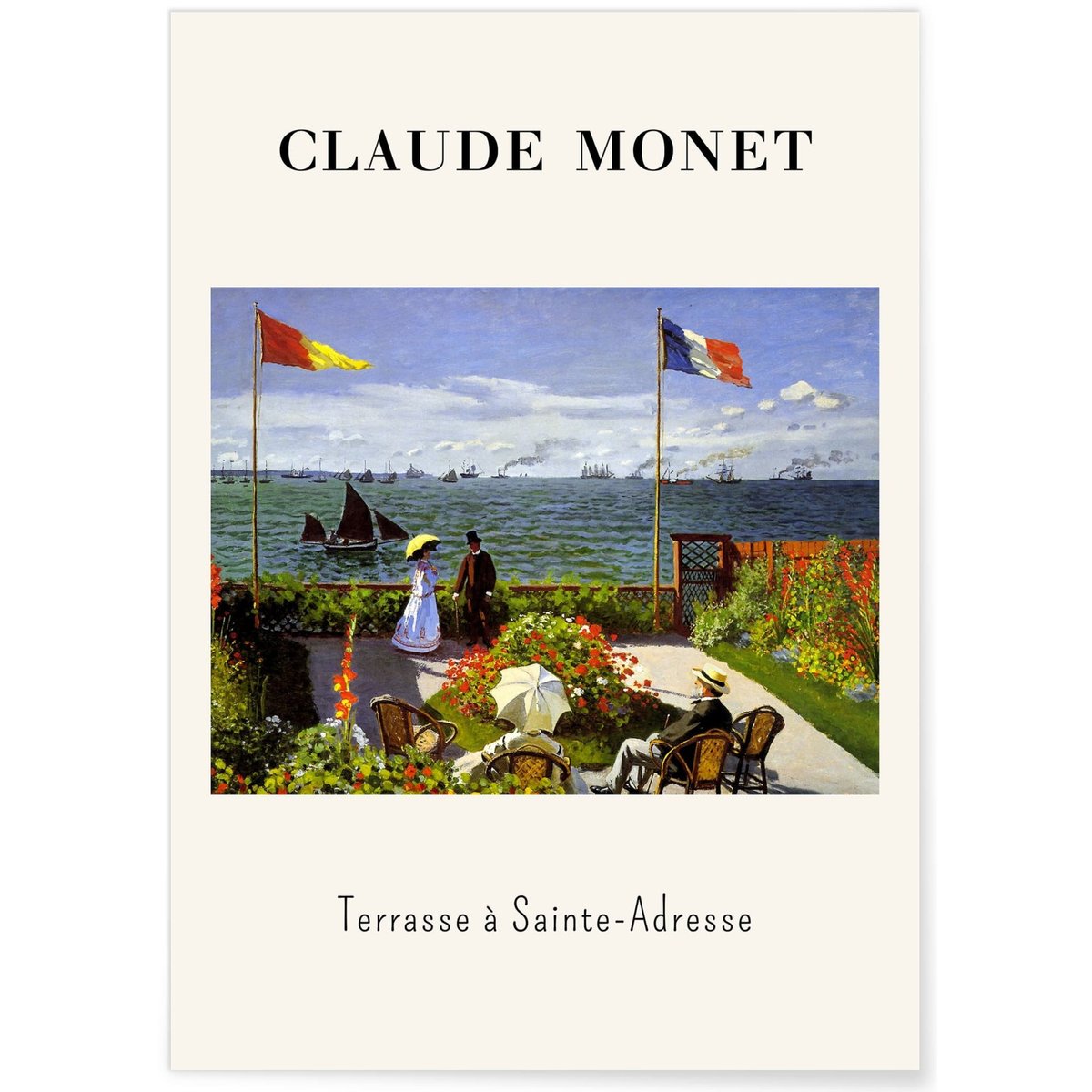 Affiche Claude Monet - Terrasse à Sainte-Adresse blanc, L'AFFICHERIE