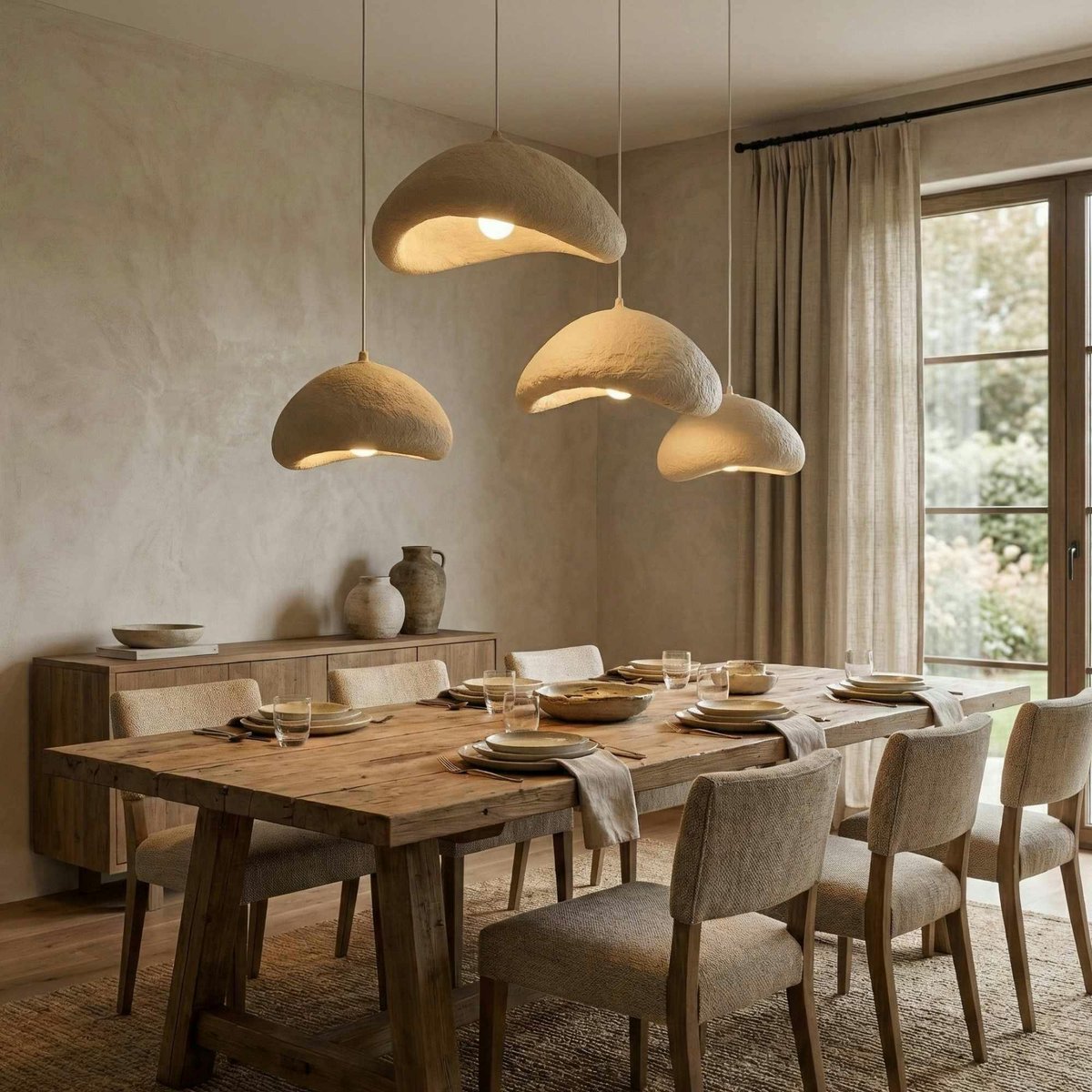 Suspension 4 lampes ajustables L150 cm NOXIS beige, PIER IMPORT