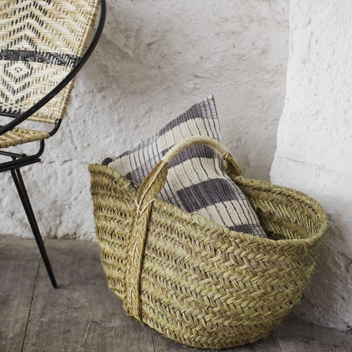 Housse de coussin salon coton gris, MADAM STOLTZ