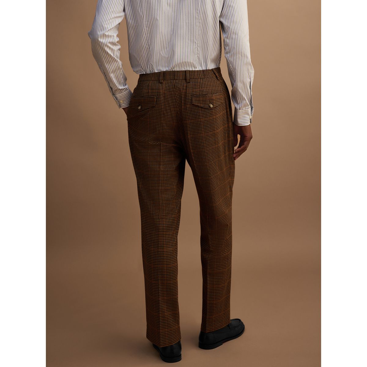 Pantalon de costume ajusté à carreaux marron, NEXT