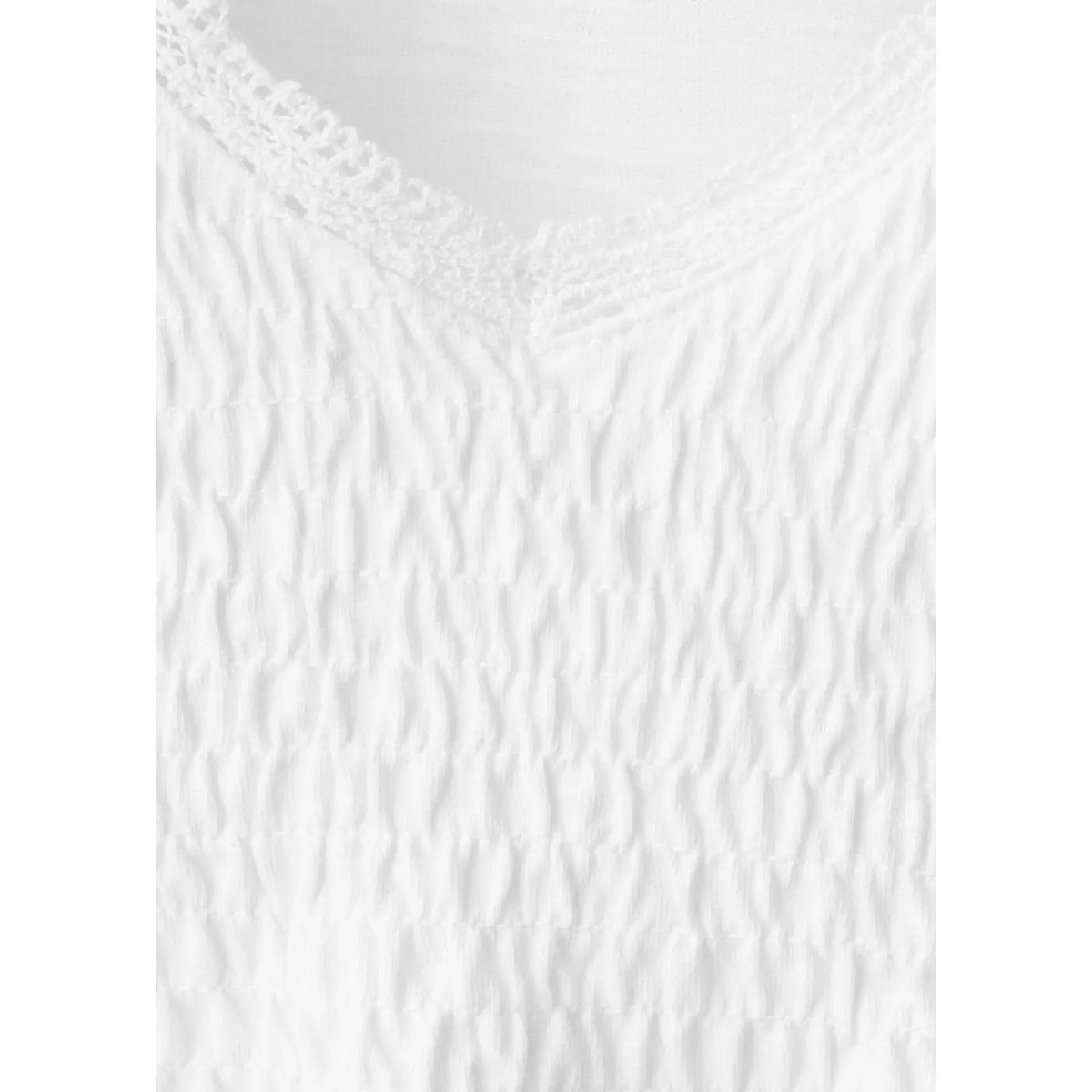 T-shirt col V froncé blanc cassé, MANGO TEEN