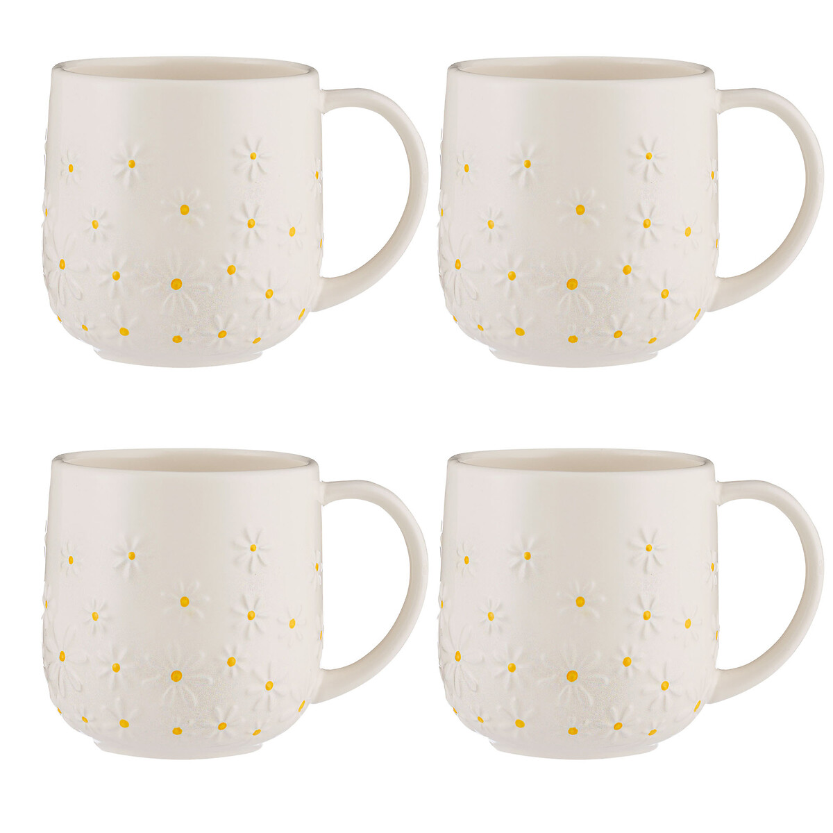 Set of 4 Daisy Mugs white, PRICE & KENSINGTON