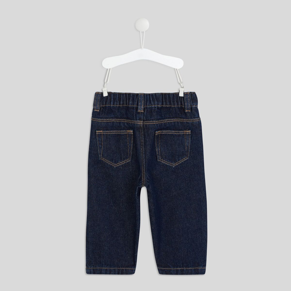 Jean droit uni en coton stone denim, BOUT'CHOU