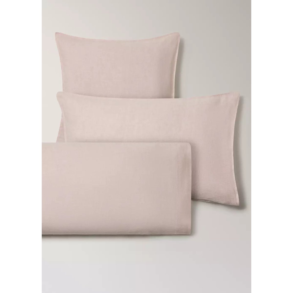 Deux taies d’oreiller 100 % lin mélangé 60x60 cm rose pâle, MANGO HOME