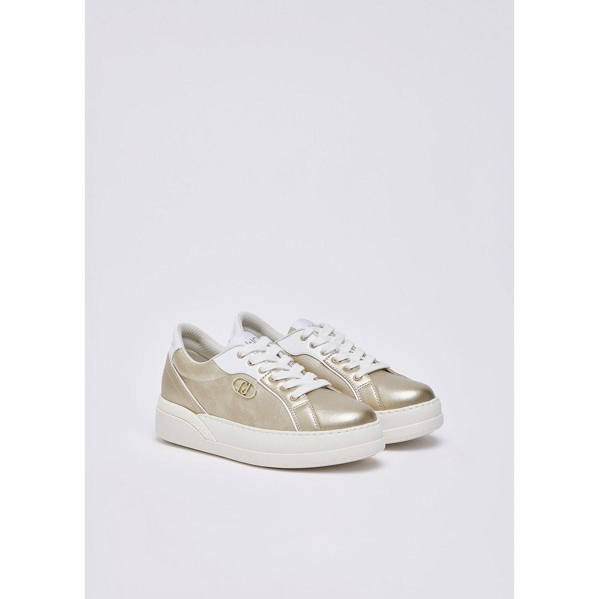 Baskets en cuir laminé or clair, LIU JO