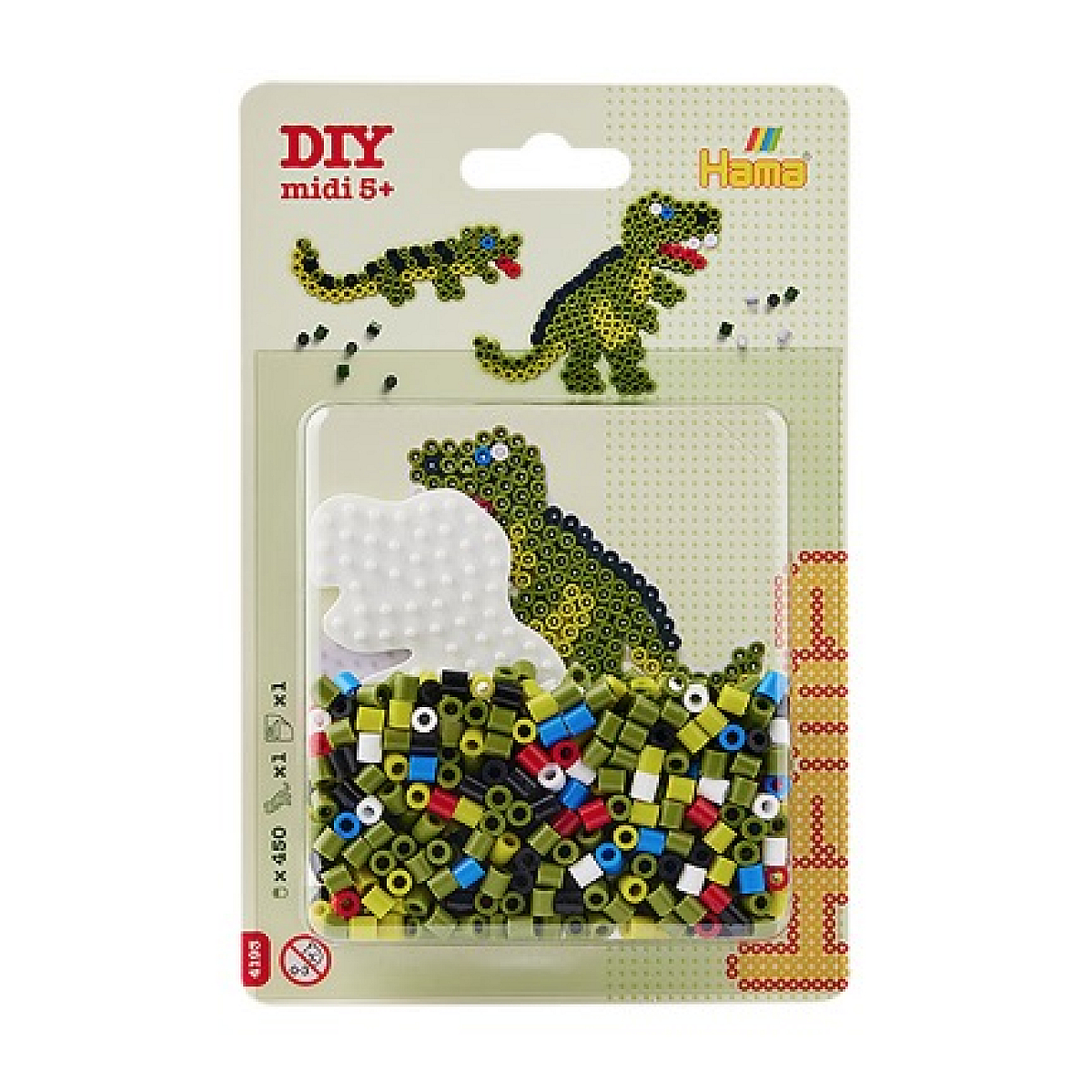 Kit blister petit modele - 450 perles dino couleur unique, HAMA