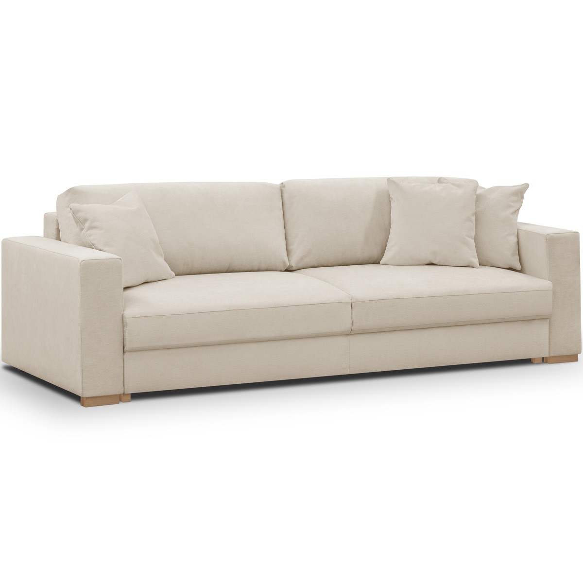 Canapé convertible 3 places en velours côtelé - ROBIN tissu chenille beige, HOMIFAB