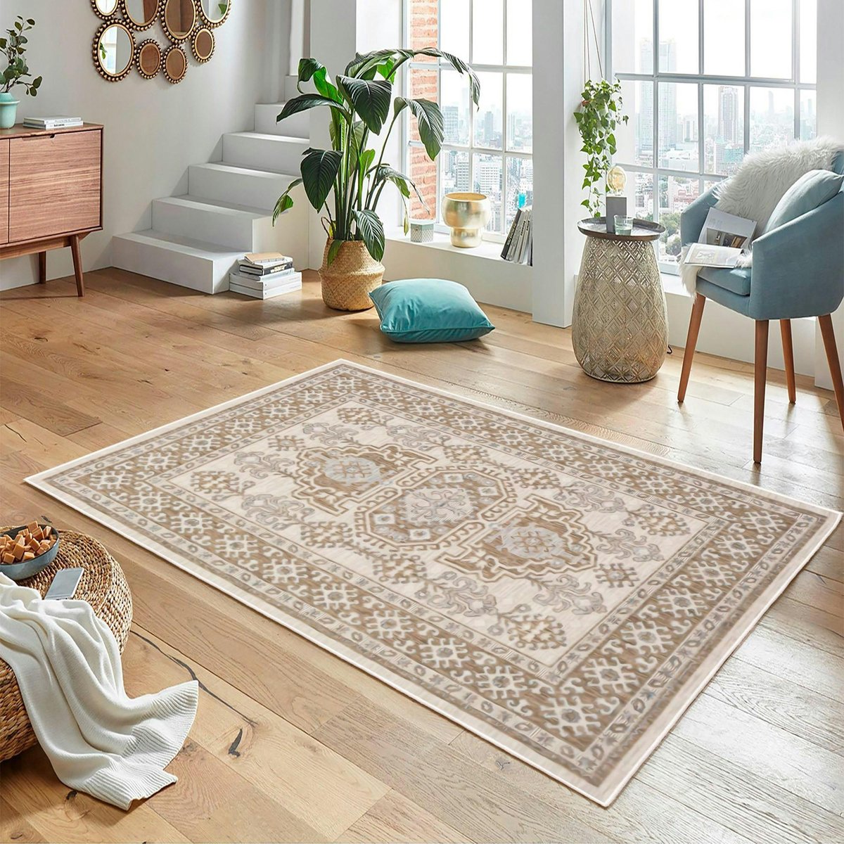 Tapis de salon décor oriental ISTANBUL marron, PIER IMPORT