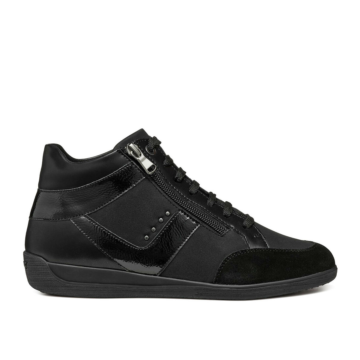 Myria Breathable High Top Trainers in Leather black, GEOX